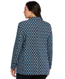 ELLA Rafaella Lined Medallion Print Single Button Blazer Jacket Malibu Blue 3X