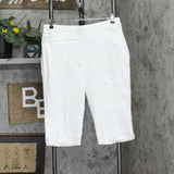 Susan Graver Womens Ultra Stretch Pull-on Pedal Pushers w/ Pockets White L