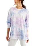 Style & Co French Terry Crewneck Pullover Sweatshirt Cool Dye Purple / Multi PXL