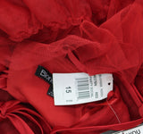 Blondie Nites Juniors Mesh Tiered Spaghetti Strap Gown Dress 4637BN Red 15