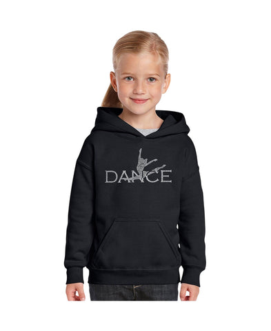 La Pop Art Big Girls Graphic Dance Word Art Hooded Sweatshirt Black S