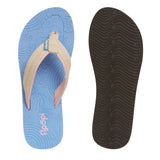 Floopi Women Durable EVA Floral Textured Flip Flops Blue 6M