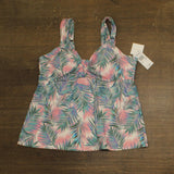 Raisins Printed Tankini Swim Top with Sweetheart Neckline N840913 Pink Multi 16W