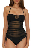 Becca Womens Bandeau Muse Tankini Mesh Top Swim 733557 Black XL