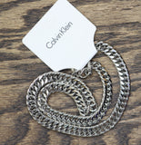Calvin Klein Heavy Cuban Chain Link Necklace Silver Gray 18.5"