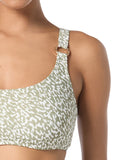 Michael Michael Kors Cheetah Print U-Neck Bralette Bikini Top Safari Green S