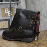 Journee Collection Studded Buckle Knee-High Riding Boots Black Multi 11M-XWC