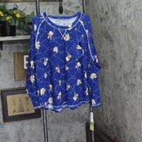 Muk Luks Sloth Print Hacci Pajama Top with Sleep Mask Sloths Blue 3X