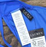 Lauren Ralph Lauren Club Solid Macrame Ring Top Swim Bikini Electric Blue 10