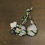 Salt + Cove Daisy Dance Strappy Underwire Push-Up Bikini Swim Top Black Multi XS