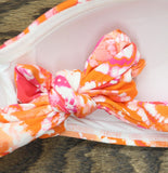 Anne Cole Tie Dye Foulard Twist Bandeau Bikini Swim Top Pink / Orange Multi S