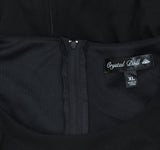 Crystal Doll Juniors Puff-Sleeve Rhinestone Dress CIZ12525 Black XL