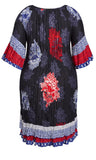 Avenue Womens Plus Size Everyday Crush Border Dress Daybreak Border Blue 18W