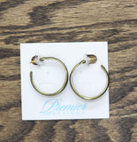 Premier Design Silhouette Textured Hoop Earrings Brass Gold / Yellow 1.5"