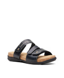 Clarks Women's Collection Roseville Bay Sandals Shoes Black Leather 9.5W