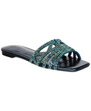 INC International Concepts Womens Tianah Embellished Flat Sandals Blue Bling 5M