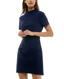 B. Darlin Juniors Short Sleeve Mockneck Mini Dress 45UAP84 Navy Blue 9/10