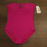 DKNY Womens Textured Shirred One-Piece Swimsuit DIMMS605 Wildberry Pink XXL