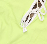 Sanctuary Stay Connected Tie-Front One-Piece Swimsuit Daquiri Green Yellow S
