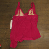 Magicsuit Womens Solid Winnie Cowl Neck Underwire Tankini Top Swim Ruby Pink 12