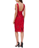 Siena Womens V-Neck Embroidered-Mesh Sleeveless Dress SATP1831 Red / Black 14