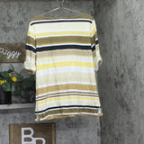Karen Scott Womens Honolulu Rolled Sleeve Striped Top Pebble Brown 2XL