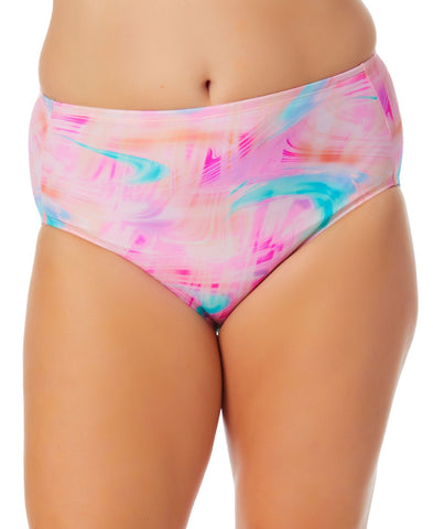Salt + Cove Womens Plus Size Tie-Dyed Swim Bottom Wave Multi Pink 3X (22-24)