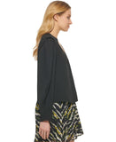 DKNY Womens Solid V-Neck Pullover Top P23AAO16 Black XL