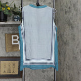 LOFT by Ann Taylor Woven Lightweight V-Neck Sleeveless Blouse Blue Green Multi M