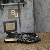A New Day Womens London Lace Sling Back Bow Flats 94303524 Black 7.5M