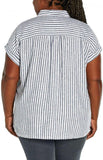 Orvis Womens Linen Blend Button Up Shirt 1758407 Blue Stripe 2XL