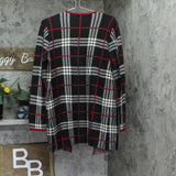 Kasper Womens Open Front Edge Plaid Cardigan Sweater 10916789 Black Multi M
