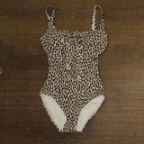Michael Michael Kors Grommet Lace-Up One-Piece Swimsuit White Leopard Multi 4