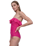 DKNY Tummy Control One Piece Swimsuit Wildberry Pink Purple M