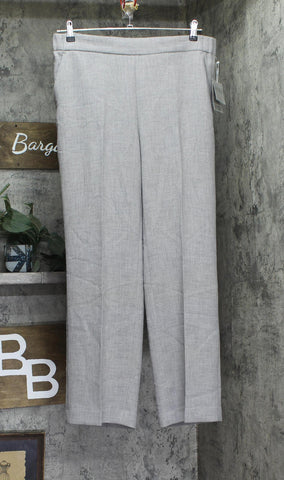 Kasper Straight Leg Pocketed Pull On Elastic Back Trouser Pants Pebble Gray L