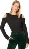 Tommy Hilfiger Womens Long Sleeve Could Shoulder Top J2IH6834 Black / Gold L