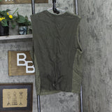 Claiborne Womens Wool Blend Mixed Media Sleeveless Sweater Cardigan Green L