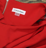 Calvin Klein Womens Embellished Bell Sleeve Back Zip Dress CD4CC3D8 Red 6