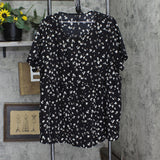 Emery Rose Plus Size Woven Babydoll Tunic Blouse Shirt Top Black Multi 3XL