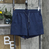 Pacific Trail Ladies Elastic Waist Band Side Pockets Casual Shorts Navy Blue S