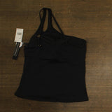 La Blanca Womens Island Goddess One Shoulder Keyhole Tankini Swim Top Black 14