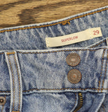 Levi's Womens Superlow Jeans 2-Button Zip Fly Distressed Table Talk Blue 29x32