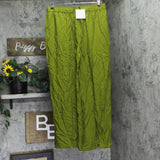 Calvin Klein Womens Drawstring Wide-Leg Pants 44B932G Dark Leaves Green L