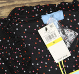 Cece Womens Printed Ruffle-Trim Top 7031110 Black Multi M