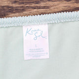 Kona Sol Womens Textured Knit Lined Bikini Swim Bottom Light Blue Green L