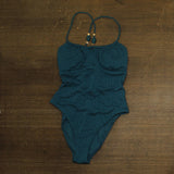 Red Carter Womens Textured Miss Mermaid One Piece Swimsuit Indigo Dye Blue M