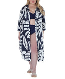 Raviya Printed Button-Down Cover Up Dress 76731XPT Navy / White Multi 1X
