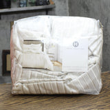 Hotel Collection Strie 3-Piece Duvet Cover Set Ivory Off White Full / Queen