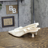 A New Day Womens Milan Slingback Pumps Lace 93708032 Cream Off White 7.5M