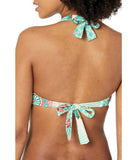 Coco Reef Twist Front Halter Bikini Swim Top Ivory White / Blue Multi 32 - 34D